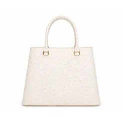 Bolsa de Couro Estampa Avestruz The Aurora Bag Off White