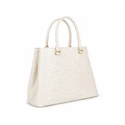 Bolsa de Couro Estampa Avestruz The Aurora Bag Off White