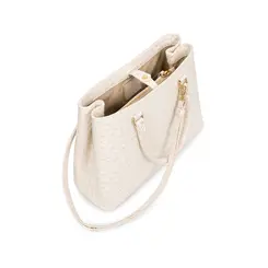 Bolsa de Couro Estampa Avestruz The Aurora Bag Off White