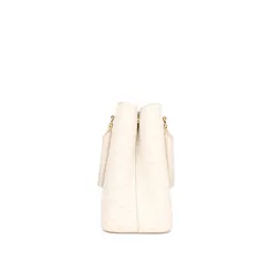 Bolsa de Couro Estampa Avestruz The Aurora Bag Off White