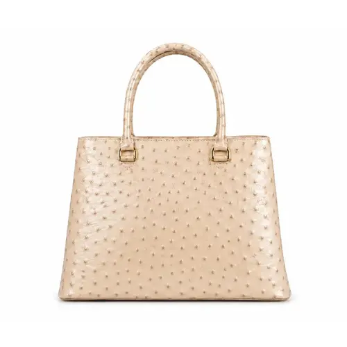 Bolsa de Couro Estampa Avestruz The Aurora Bag Creme
