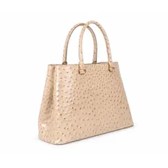 Bolsa de Couro Estampa Avestruz The Aurora Bag Creme