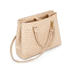 Bolsa de Couro Estampa Avestruz The Aurora Bag Creme