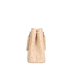 Bolsa de Couro Estampa Avestruz The Aurora Bag Creme