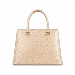 Bolsa de Couro Estampa Avestruz The Aurora Bag Creme