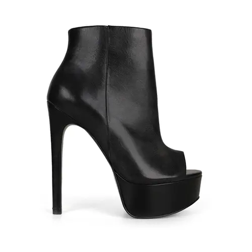 Bota Open Boot Roxanne Couro Preto