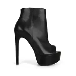 Bota Open Boot Roxanne Couro Preto