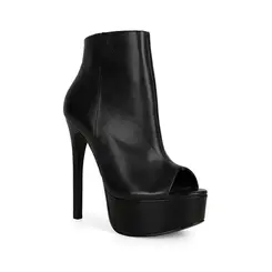 Bota Open Boot Roxanne Couro Preto