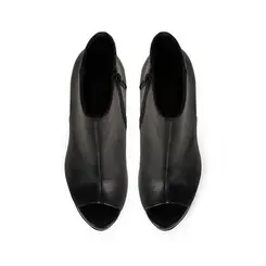 Bota Open Boot Roxanne Couro Preto
