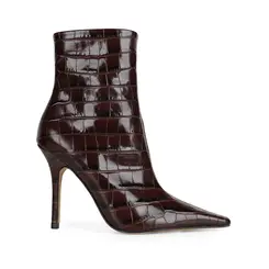 Bota Virginia Couro Croco Marrom