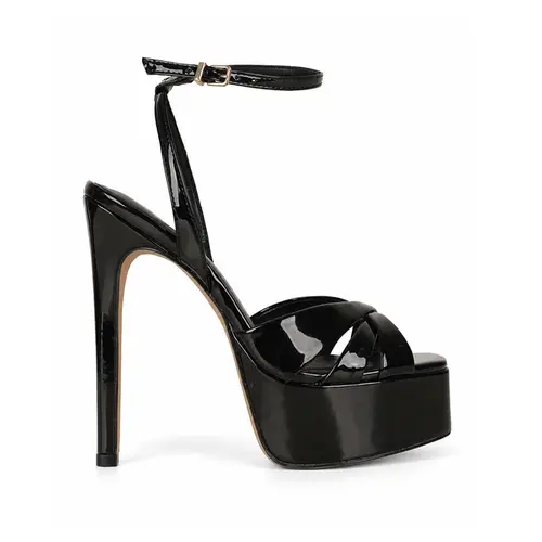 Sandalia Plataforma Dolce Couro Preto