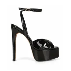 Sandalia Plataforma Dolce Couro Preto