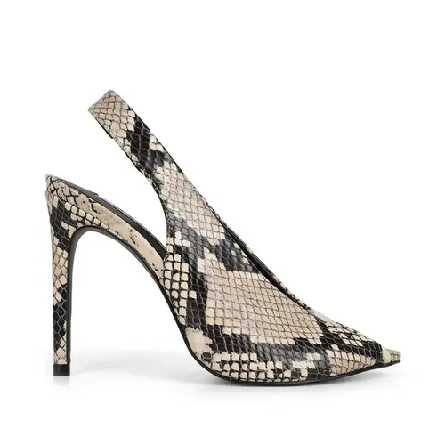 Peep Toe Alessia Couro Snake Preto e Branco