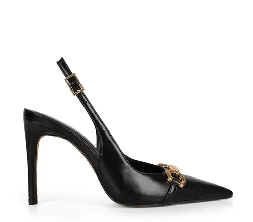 Scarpin Elaine Couro Preto