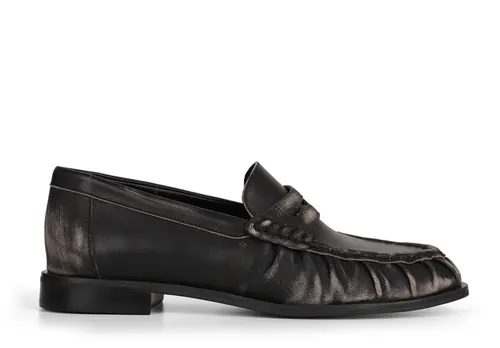 Mocassim Martina Couro Destroyed Preto