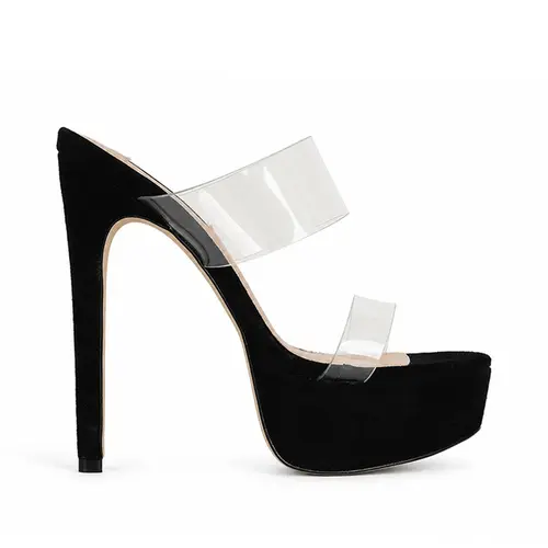 Mule Plataforma Kaila Preto Vinil