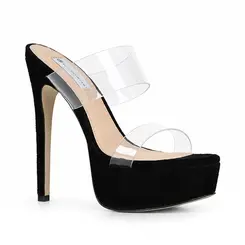 Mule Plataforma Kaila Preto Vinil
