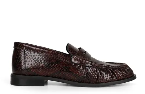Mocassim Martina Couro Snake Marrom