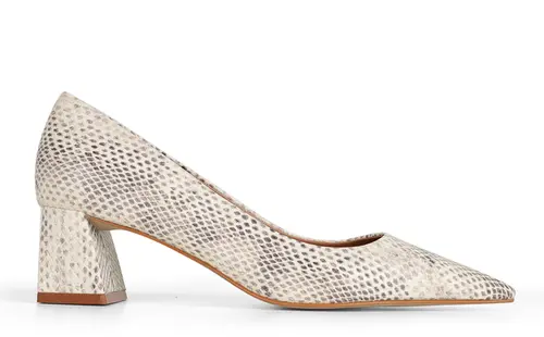 Scarpin Vesper Couro Snake Claro