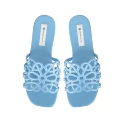 Rasteira Brisa Couro Azul