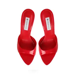 Mule Ingrid Couro Verniz Vermelho