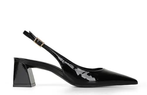 Scarpin Slingback Ritta Couro Preto
