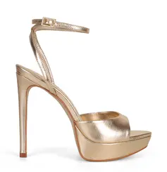 Sandalia Plataforma Yana Couro Ouro