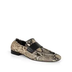 Mocassim Freya Couro Snake Bege Preto