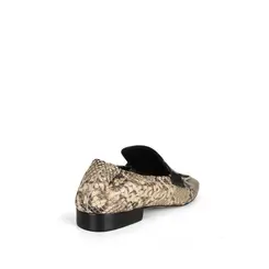 Mocassim Freya Couro Snake Bege Preto