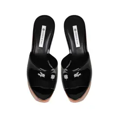 Sandalia Plataforma Joana Couro Preto