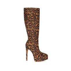 Bota Natasha Couro Leopardo