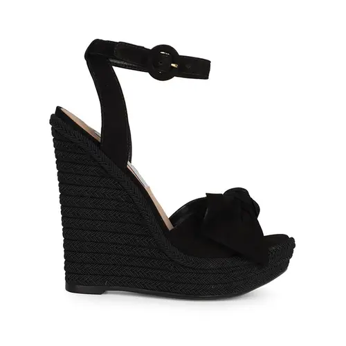 Sandalia Anabela Alana Couro Preto