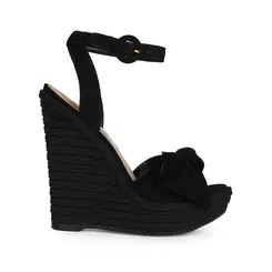 Sandalia Anabela Alana Couro Preto