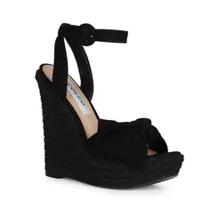 Sandalia Anabela Alana Couro Preto
