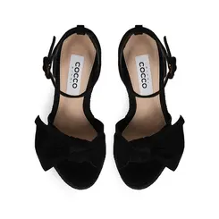 Sandalia Anabela Alana Couro Preto