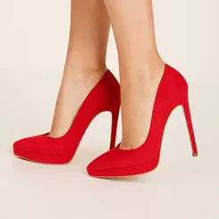 Scarpin Giovanna Couro Nobuck Vermelho