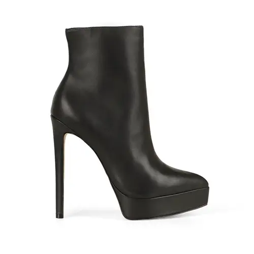 Bota Plataforma Velina Couro Preto