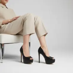 Peep Toe Deisi Couro Preto