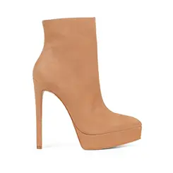 Bota Plataforma Velina Couro Nude